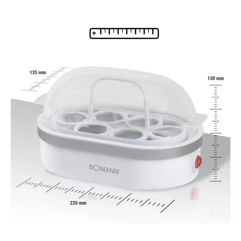 Kiaušinių virimo aparatas Bomann EK 5022 CB 6 kiaušinių 400 W sidabrinis permatomas baltas