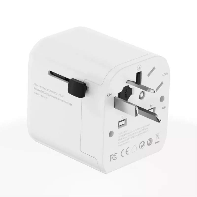 Universalus kelioninis adapteris GEMBIRD TPA-EU2A12-01-W 12W USB maitinimo adapteris tarptautiniams kištukams