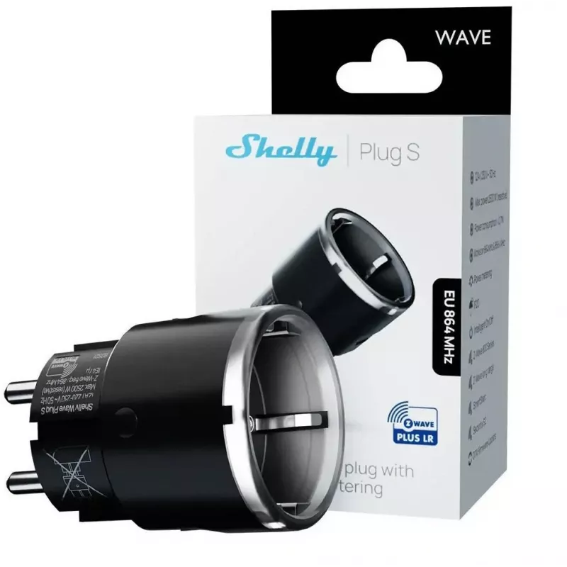 Išmanusis kištukas Shelly Wave Plug S Z-Wave 800 juodas