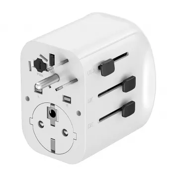 Kelioninis adapteris GEMBIRD TPA-EU2A1C15-01-W — 15W, 2× USB-A + 1× USB-C, E tipo kištukas
