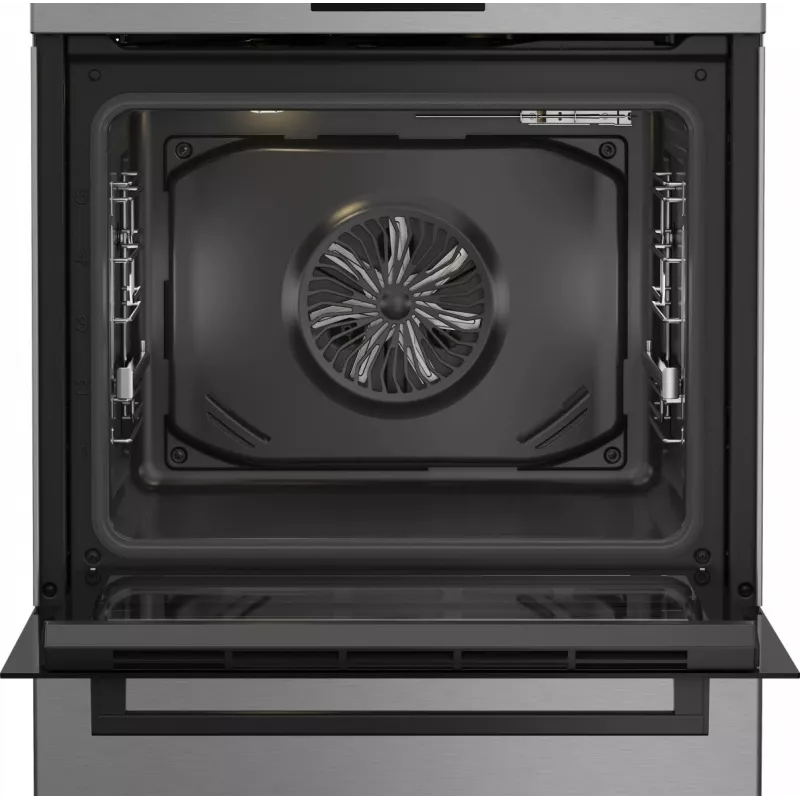 Laisvai pastatoma dujinė-elektrinė viryklė BEKO FBM62330GXTN 60 cm, 4 dujiniai degikliai, 72 L elektrinė orkaitė, energijos klasė A