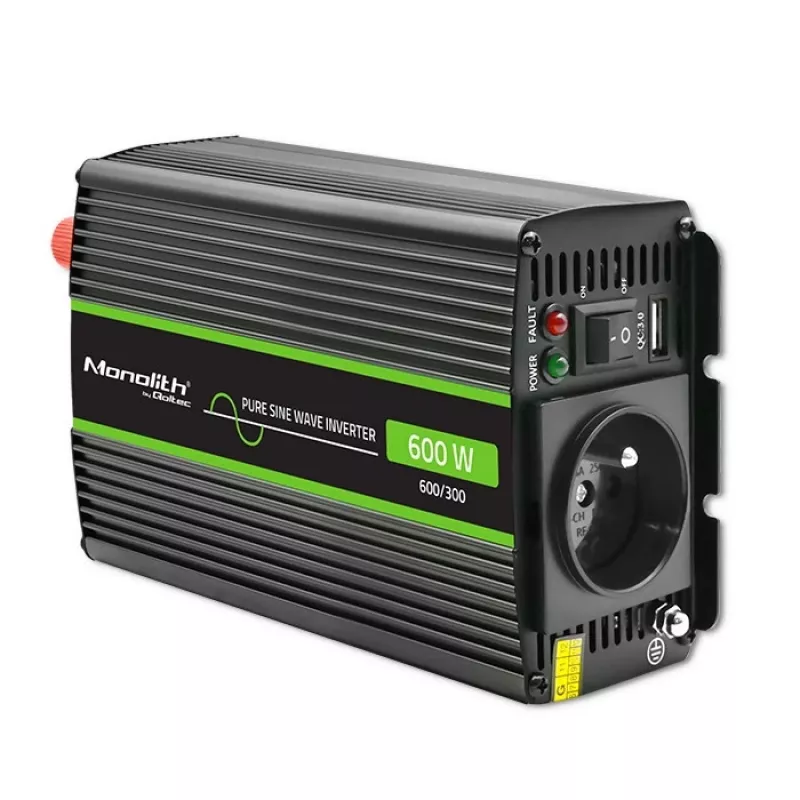Qoltec Monolith keitiklis automobilinis 600 W 12 V