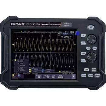 VOLTCRAFT DSO-5072H nešiojamasis osciloskopas su baterija, 70 MHz, 2 kanalai, 1 GSa/s, 40 Mpt, 8 bitų, rankinis prietaisas (VC-11338050)