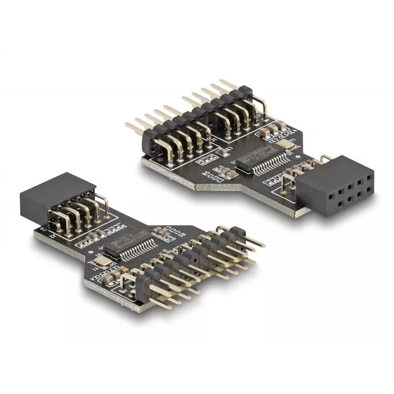DeLOCK 60045 lyties keitiklis 9 kaiščių USB 2.0 2 x 9 kaiščių šukos Juoda