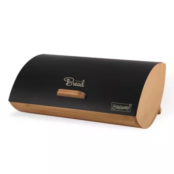 Maestro MR-1775-BLACK duonos dėžė juoda, mediena bambukas, metalas
