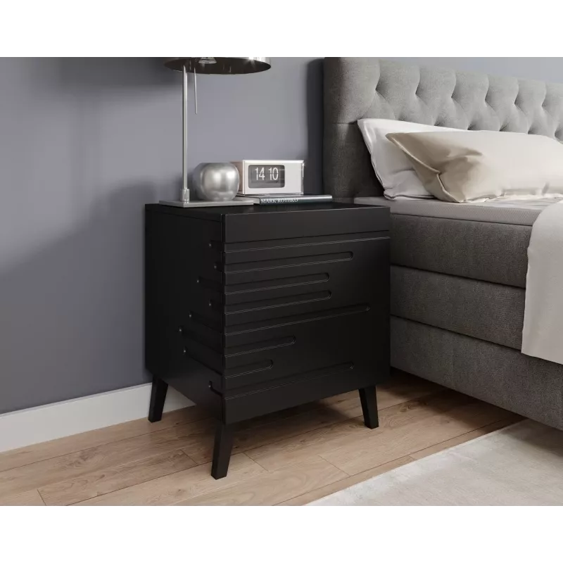 Naktinis staliukas cama meble NOVA 44x40x52 cm matinė juoda – 1 stalčius, 16 mm korpusas