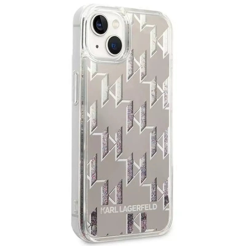 Karl Lagerfeld KLHCP14MLMNMS iPhone 14 Plus 6.7″ kietasis dėklas sidabrinis / sidabrinis Liquid Glitter Monogram