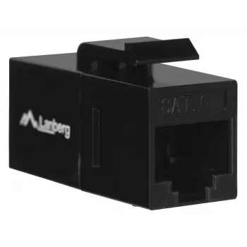 Keystone modulis LANBERG KSU6-3000 – Cat6 U/UTP RJ-45 moteriškas į RJ-45 moteriškas, plokščios konstrukcijos, juodas