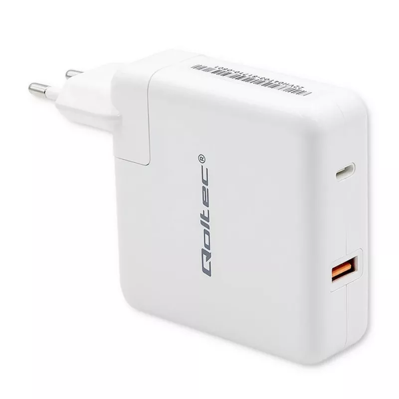 Qoltec GaN Charger FAST 108W | 5-20V | 3-4.7A | USB C | Baltas