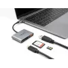 Delock 91016 USB-C atmintinių kortelių skaitytuvas SD ir microSD kortelėms su USB-A prievadu ir USB-C PD