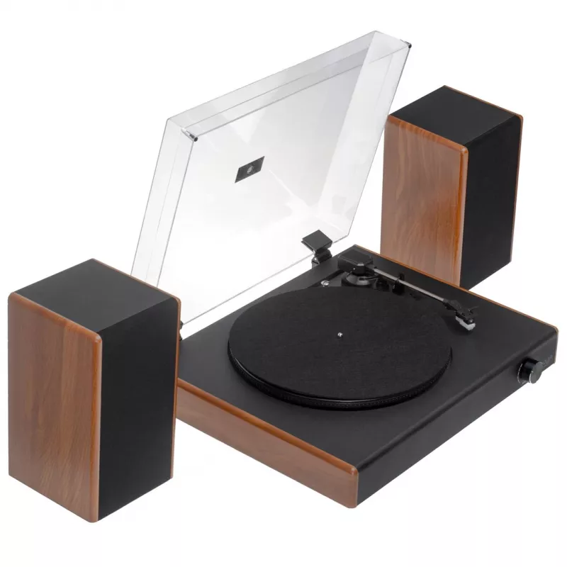 Patefono grotuvas su diržine pavara Adler AD 1915 USB – keraminė plokštelė, 45 RPM, nuolatinės srovės variklis, Bluetooth 5.4, USB išvestis, 2×10 W garsiakalbiai