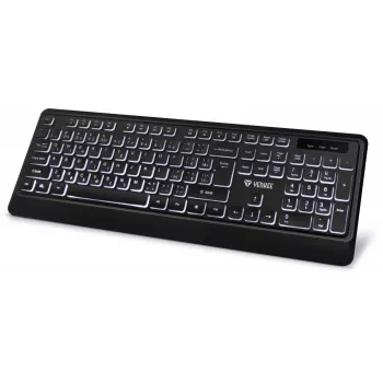 USB klaviatūra su foniniu apšvietimu, tyli membraninė, žemo profilio klavišais