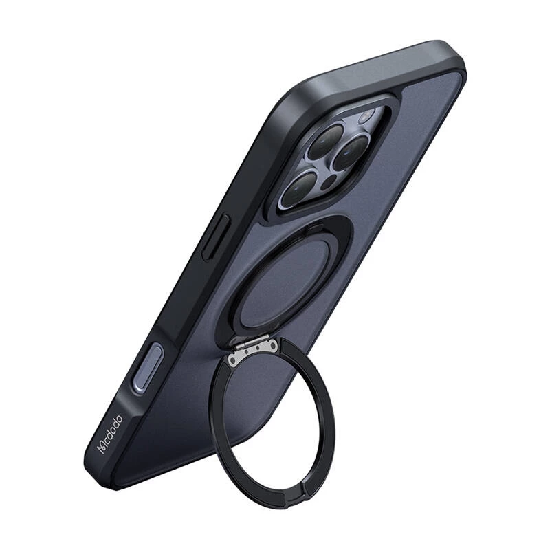 Apsauginis dėklas McDodo PC-4933 su MagSafe ir integruotu stovu, skirtas iPhone 16 Pro Max, juodas