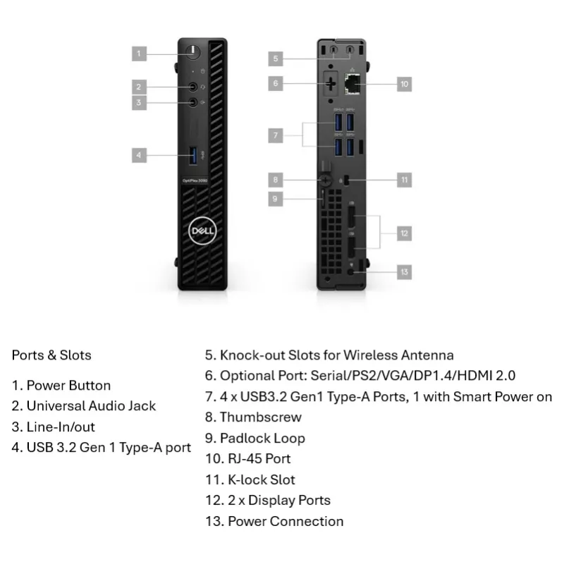Darbalaukis Dell OptiPlex 3090 (i5-10500T, 8 GB RAM, 256 GB NVMe, Intel UHD 630, Windows 11 Pro) Grade A Atnaujintas