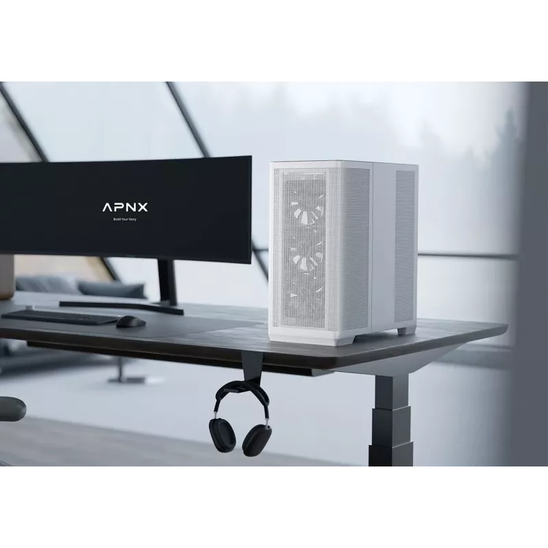 APNX C1-R-WT-v1 Midi bokštas Baltas ATX/Micro-ATX/Mini-ITX 3x120mm priekiniai ventiliatoriai