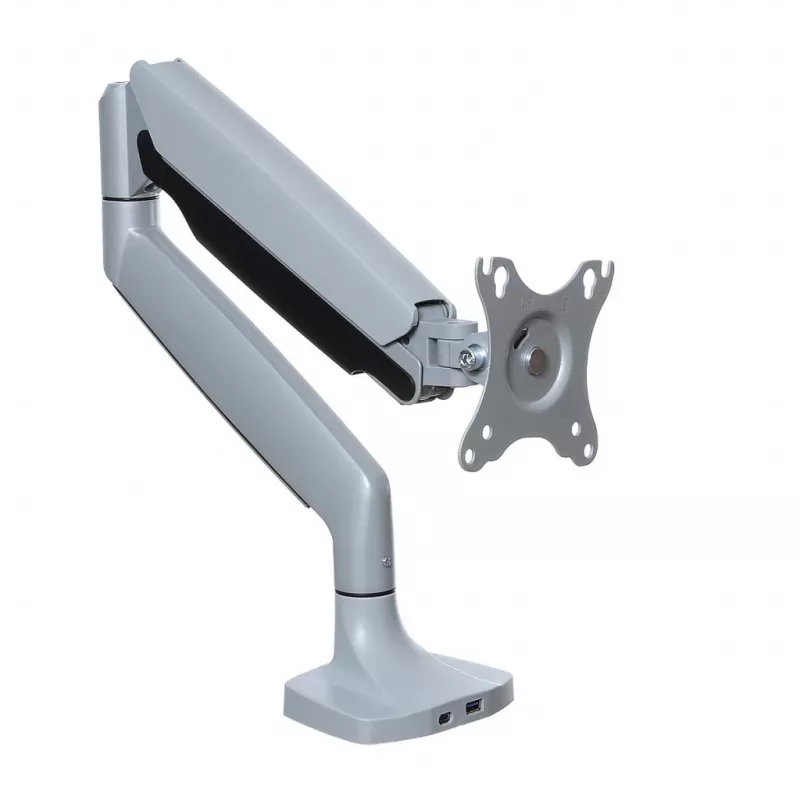 Monitorinis stovas ART RAMM L-35HD 17–45 colių ekranams, dujinė spyruoklė, spaustukas, USB-C ir USB-A, iki 27 kg