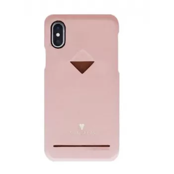 VixFox Card Slot Back Shell iPhone X/XS – rožinis apsauginis dėklas su kortelių kišene