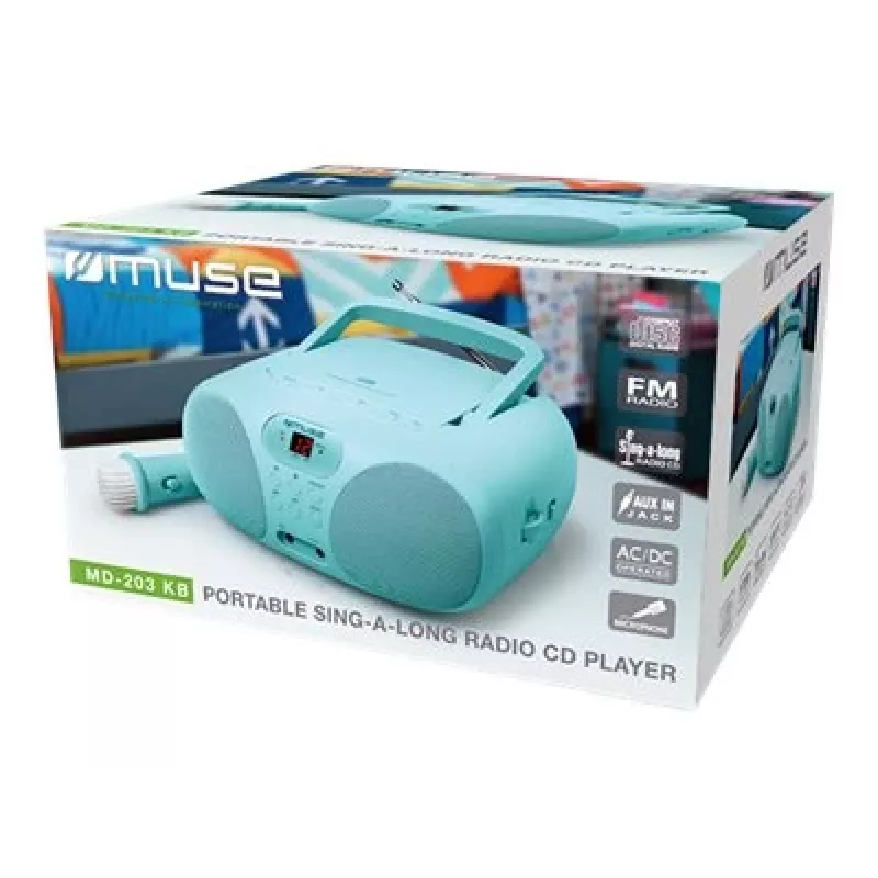 Muse MD-203 KB nešiojama stereo sistema su analoginiu FM radiju Mėlyna