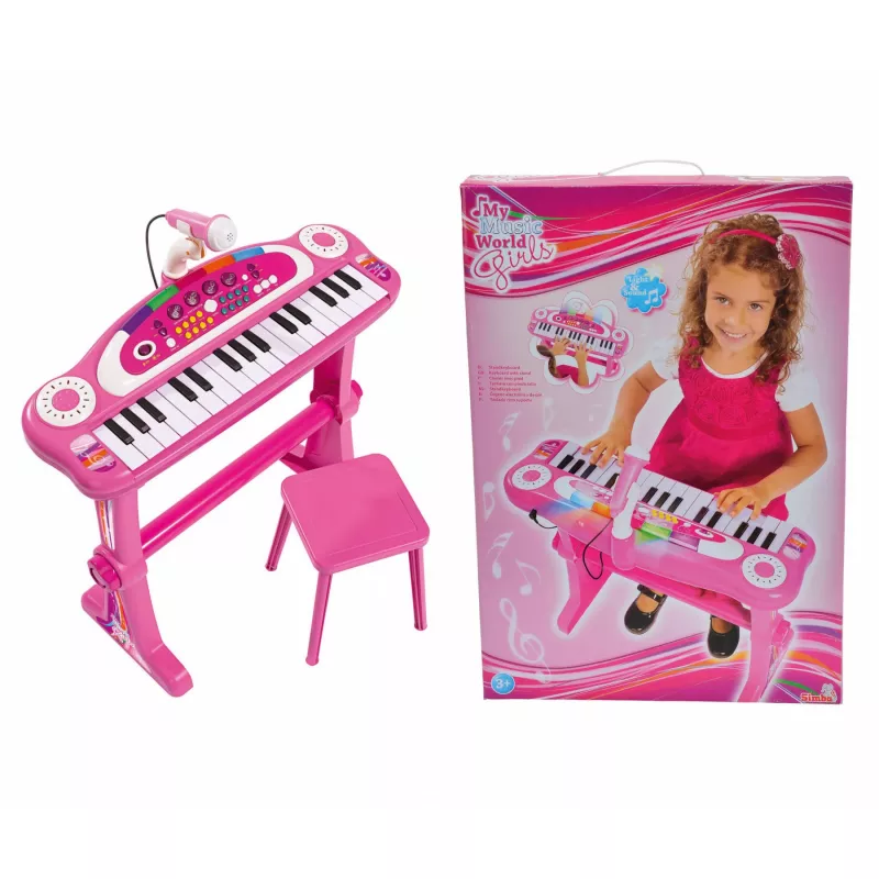 Vaikiška klaviatūra su stovu Simba-Dickie My Music World Girls (rožinė) – elektroninis žaidybinis pianinas