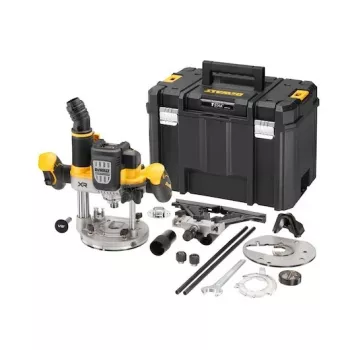 Plunginis frezatorius DeWalt DCW620NT-XJ, akumuliatorinis, bešepetėlis, 18 V, 1600 W, 11–23 tūkst. aps./min., 12,7 mm griebtuvas, dulkių išmetimas, LED, 3,6 kg, dėklas