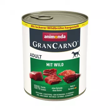 Šlapias suaugusių šunų ėdalas Animonda GranCarno Adult Game (Elniena) 800 g, be grūdų, skardinė
