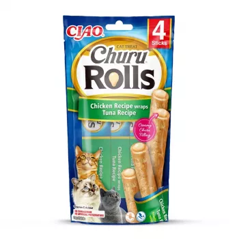 INABA Churu Rolls Vištienos receptas su tunu – skanėstai katėms – 4x10 g