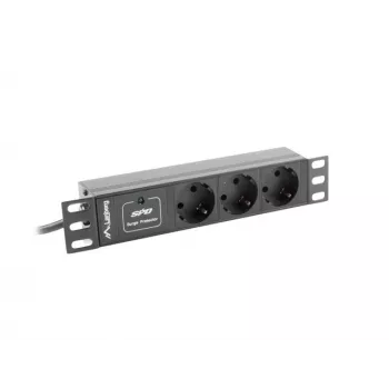 Lanberg PDU-03F-0200-BK maitinimo paskirstymo įrenginys (PDU) 1U juodas 3 AC išėjimai (PDU-03E-0200-IEC-BK)