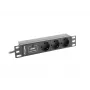Lanberg PDU-03F-0200-BK maitinimo paskirstymo įrenginys (PDU) 1U juodas 3 AC išėjimai (PDU-03E-0200-IEC-BK)