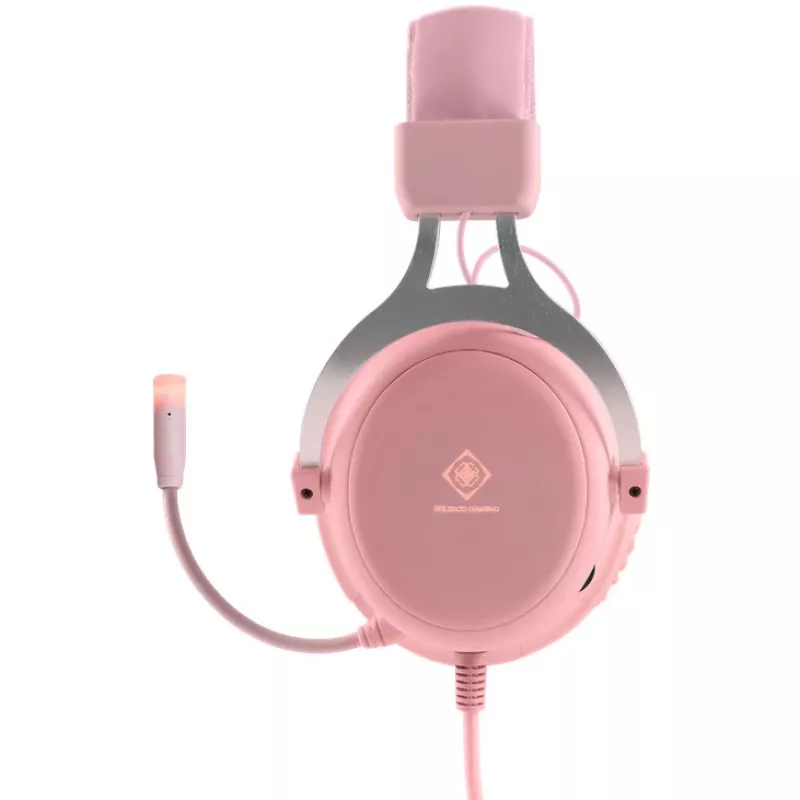 Ausinės ir mikrofonas Deltaco GAM-030-P, laidinis, lankeliu, žaidimams, USB Type-A, rožinė (GAM-030-P)