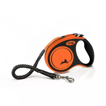 Šuns pavadėlis Flexi Xtreme 5 m, juoda/oranžinė, vidutinis (iki 35 kg)