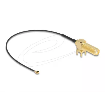 DeLOCK antenos kabelis SMA 90° PCB lizdas pravestinis koaksialinis kabelis 0,15 m I-PEX MHF1 juodas auksinis