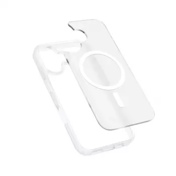 Crong Hybrid Matte Magnetic Dėklas iPhone 17 — permatoma balta, PC+TPU
