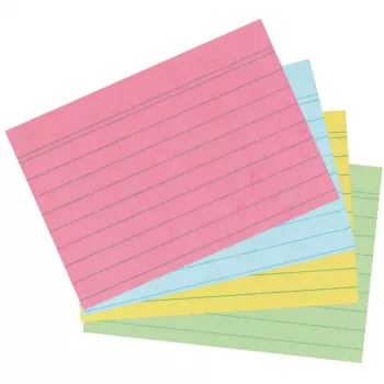 Herlitz 10836245 Kortelės užrašams mėlyna, žalia, rožinė, geltona (200 vnt.)