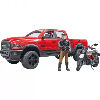 Dodge RAM 2500 Power Wagon su priekaba ir motociklu Ducati 02502 BRUDER