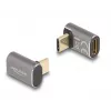 DeLOCK USB Adapter USB-C (vyr.) į USB-C (mot., kampuotas) 40 Gbps, PD 3.0 100 W, 8K 60 Hz, metalinis, antracito spalvos