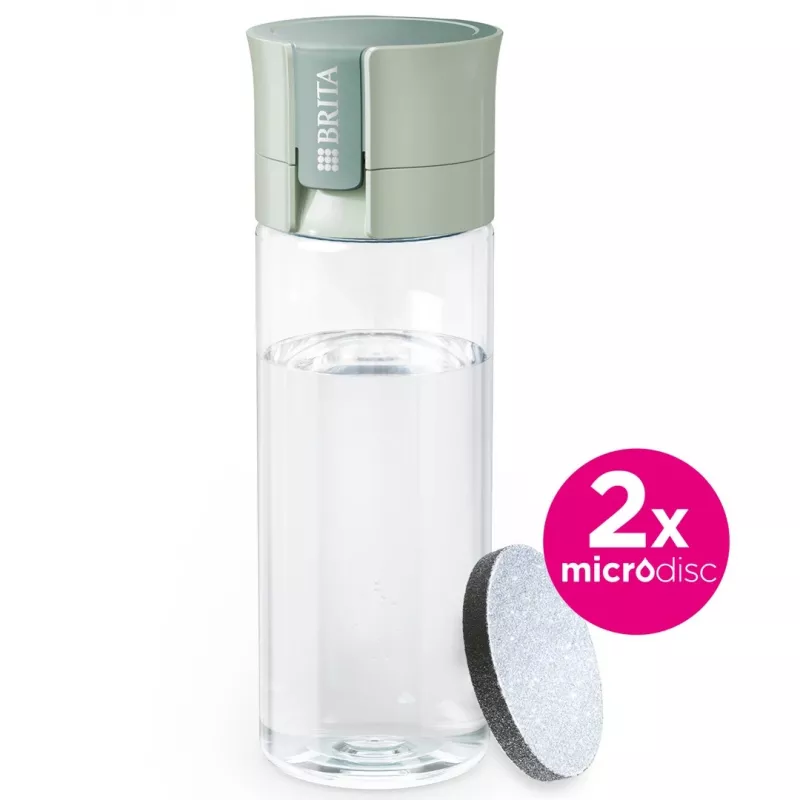 Vandens butelis daugkartinis BRITA Fill&Go Vital 600 ml su integruotu MicroDisc filtru, Žalias