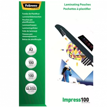 Laminavimo maišeliai blizgūs A3 100 mikronų 100 vnt. Fellowes 5351205