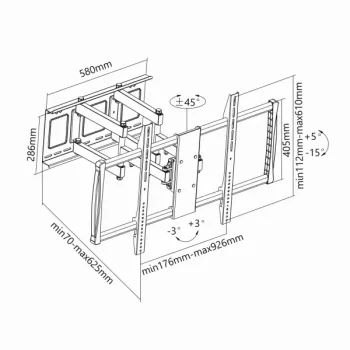 Sbox PLB-3769 pilnas judesio TV laikiklis (60-100 colių / 80 kg / 600x900 mm)
