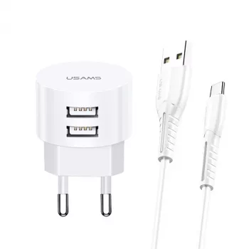 Įkroviklis usams XTXLOGT18TC05 su 2 USB prievadais ir integruotu USB-C laidu, 2,1 A išėjimas