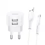 Įkroviklis usams XTXLOGT18TC05 su 2 USB prievadais ir integruotu USB-C laidu, 2,1 A išėjimas