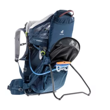 Nešiojama kuprinė vaikui DEUTER Kid Comfort Active mėlyna, poliamidas, iki 22 kg, saulės stogelis, pėdų atrama, VariQuick, Lite Air