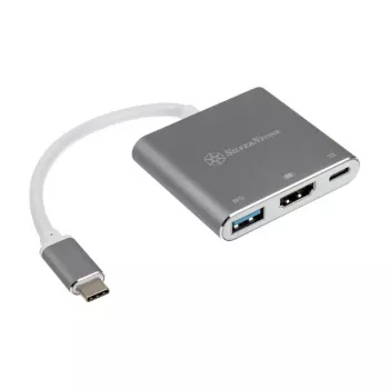 SilverStone SST-EP08C USB 3.1 Type-C adapteris į HDMI/USB Type-C/USB Type-A – sidabrinis