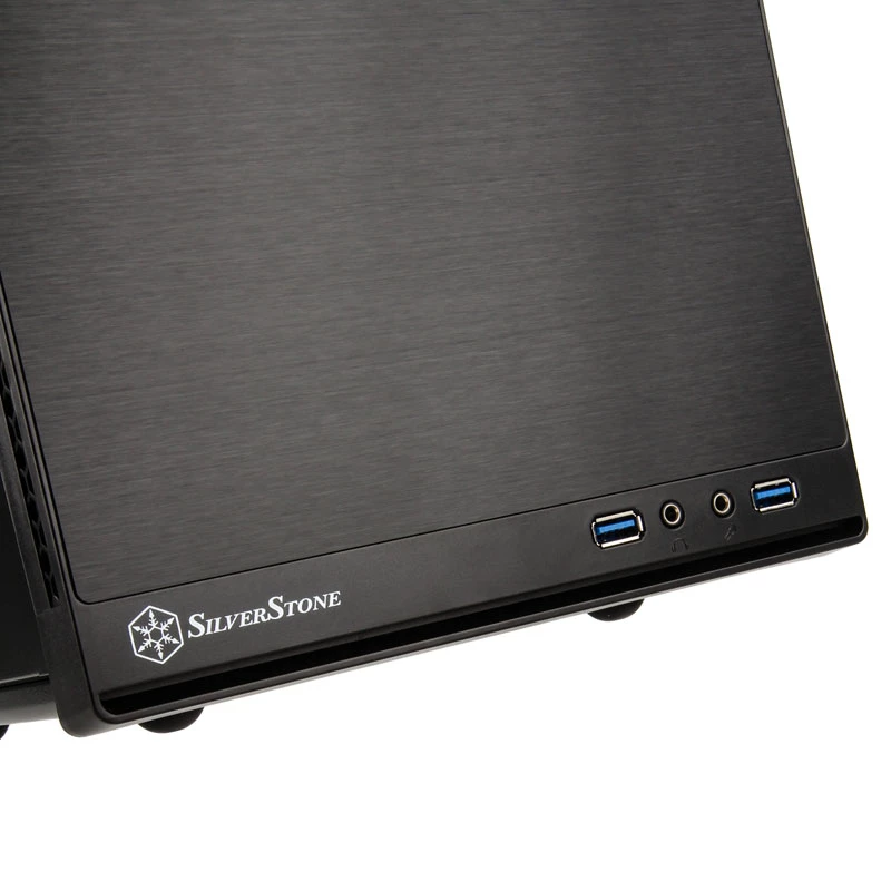 SilverStone SUGO 13 - stalinis kompiuterio korpusas - Mini-DTX - be maitinimo šaltinio (AT/PS/2) - juodas - USB/Garsas (SST-SG13B-Q)