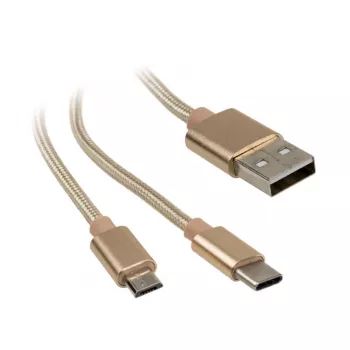 Akasa AK-CBUB42-12GL USB laidas 1,2 m USB 2.0 USB A USB C / Micro-USB B Auksinis