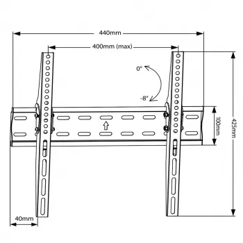 MACLEAN BRACKETS MC-862 Originalus itin tvirtas reguliuojamas lengvai montuojamas TV laikiklis 26-55 40kg universalus juodas max Vesa 400x400