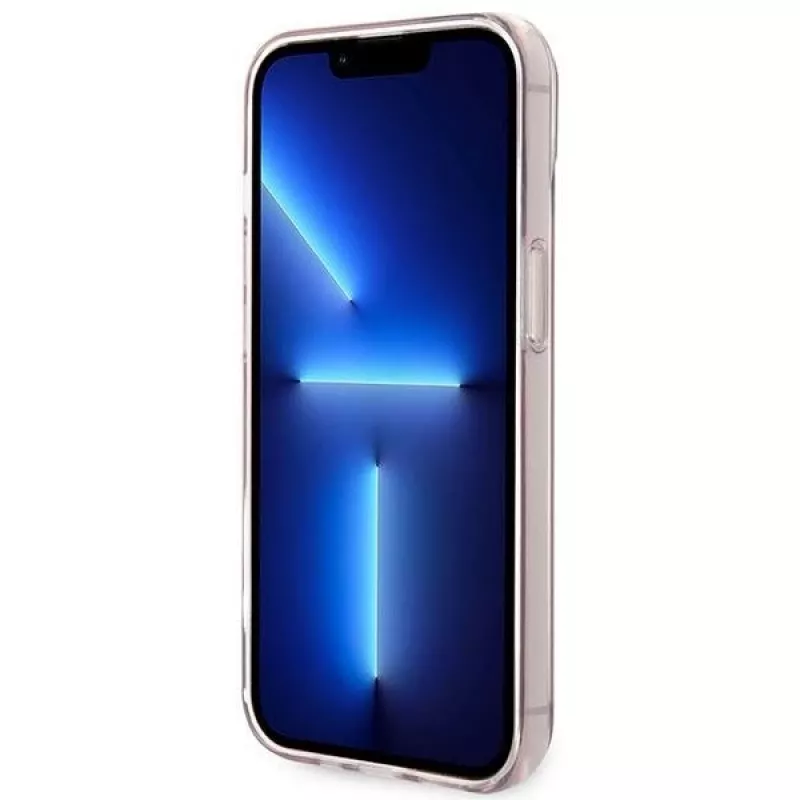 Karl Lagerfeld KLHCP14MCTRI Kietasis dėklas iPhone 14 Plus / 15 Plus 6,7 inch rožinis / permatomas rožinis su Choupette siluetu