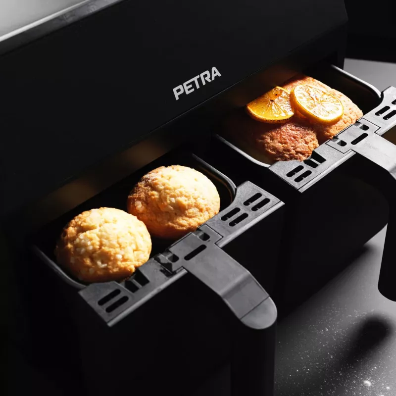 Oro gruzdintuvė Petra PT4750BLKVDEEU7, dviejų kamerų, 3,7 L, juoda