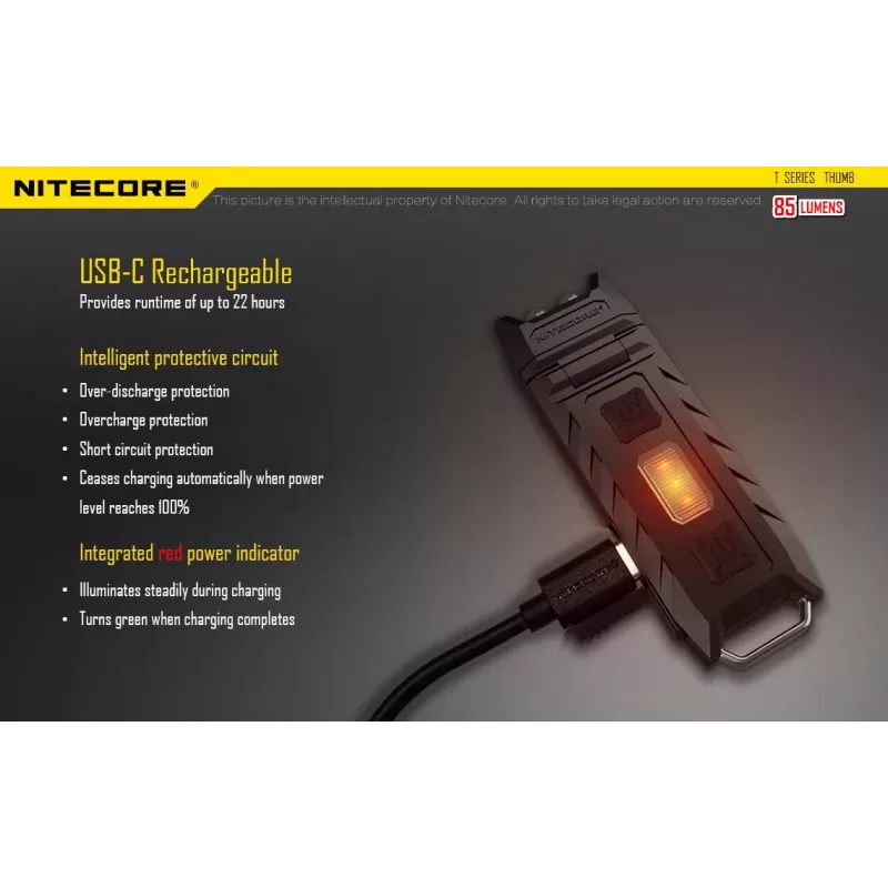 Žibintuvėlis T Series 85 Lumenų/THUMB Nitecore