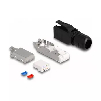 DeLOCK RJ45 kištukas lauko montavimui Cat.6A juodas tiesus jungiklis
