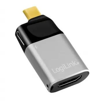 LogiLink USB 3.2 Gen2 Type-C adapteris C/M į HDMI-A USB-C 4K PD aliuminis pilkai juodas